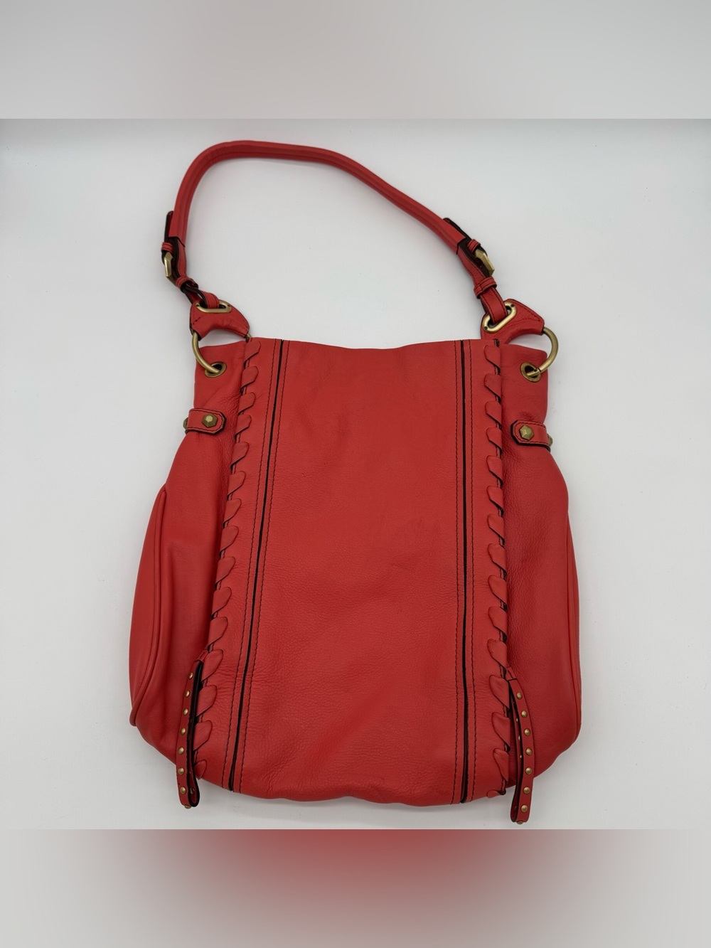 orYANY Leather Hobo Shoulder Bag Bright Pink W/Tassels